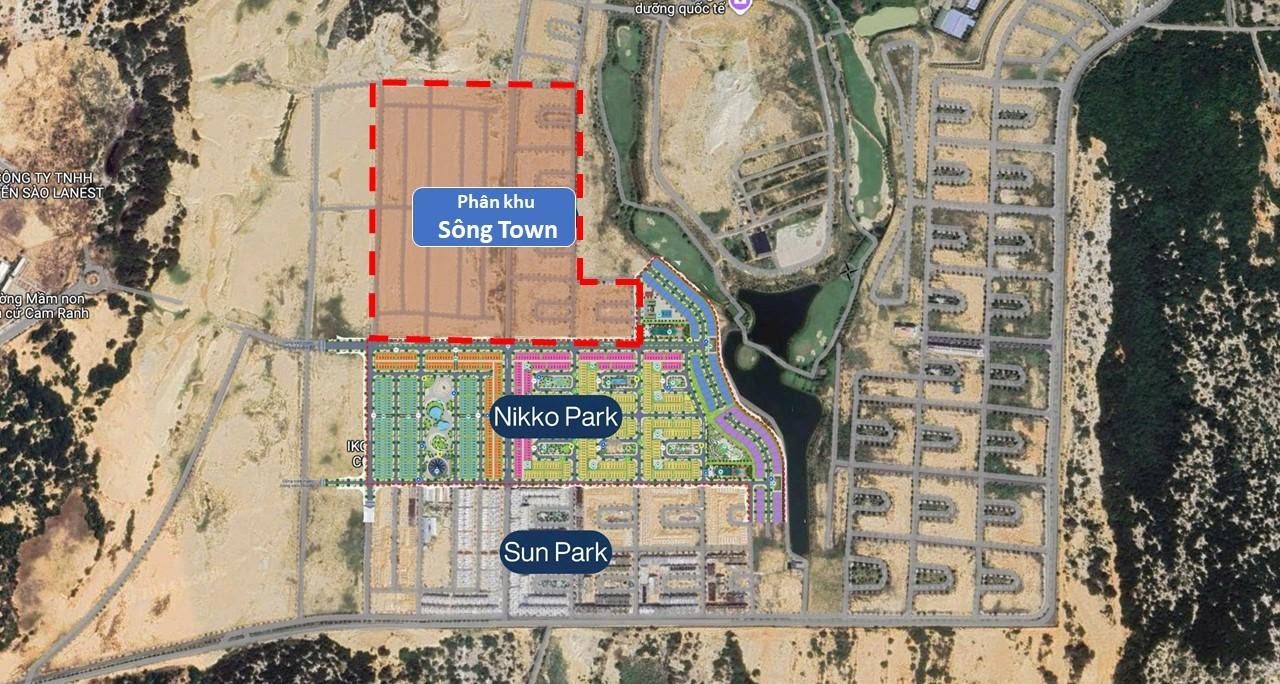 Vị trí của phân khu Sông Town